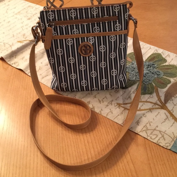 Giani Bernini Handbags - Navy Blue/White Crossbody Bag by Giani Bernini